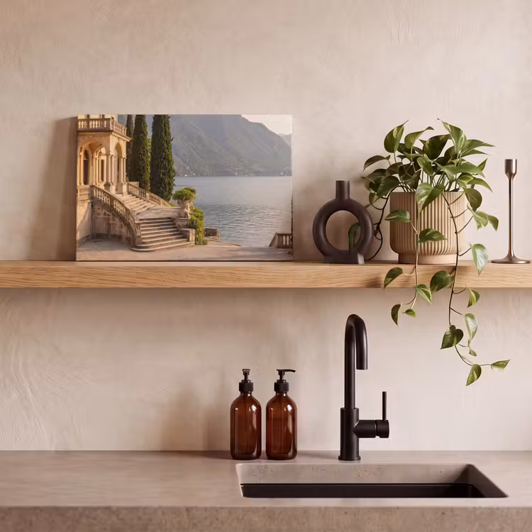 Canvas Print - Villa - Water - Stairs - Villa - water -trappen canvas 2cm klein