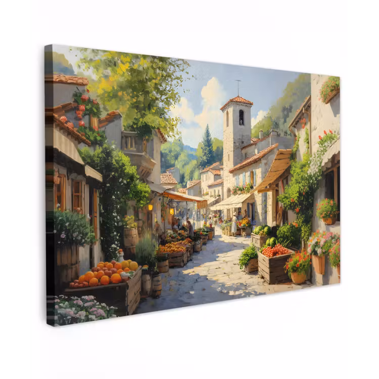 Dorp - Zon - Kraampjes - Huizen canvas 2cm klein -z3d