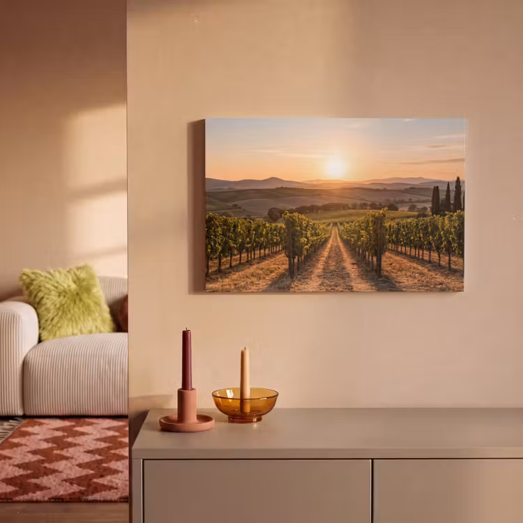 Wijngaard - Zonsondergang - Landschap canvas 2cm klein -sfeer1