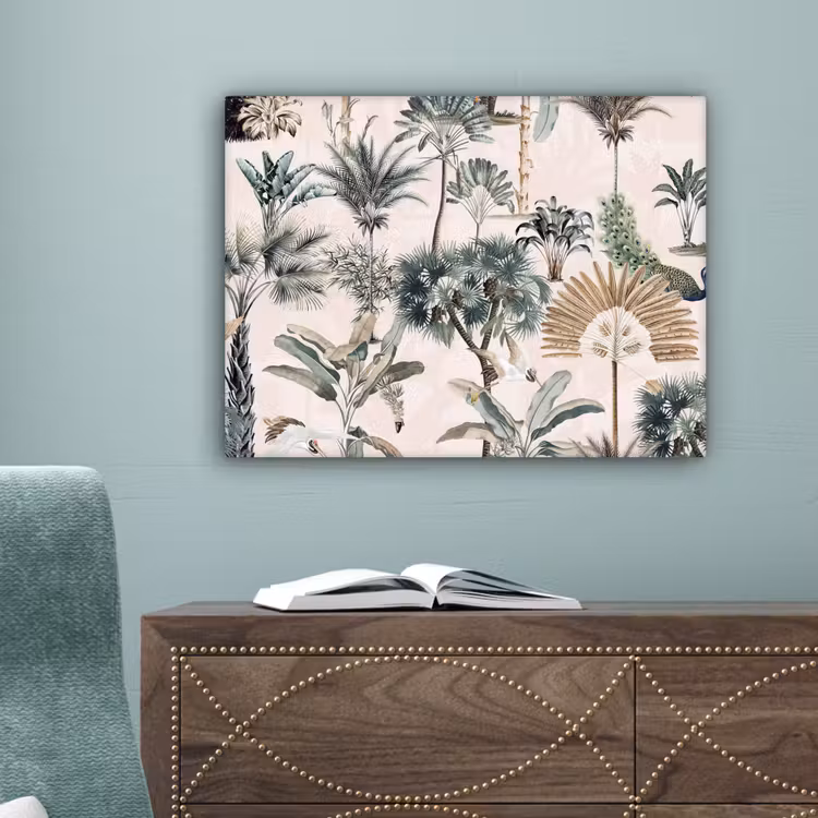 Inductie afdekplaat - Vintage - Jungle - Dieren - Natuur - Inductie beschermer canvas 2cm klein -sfeer4