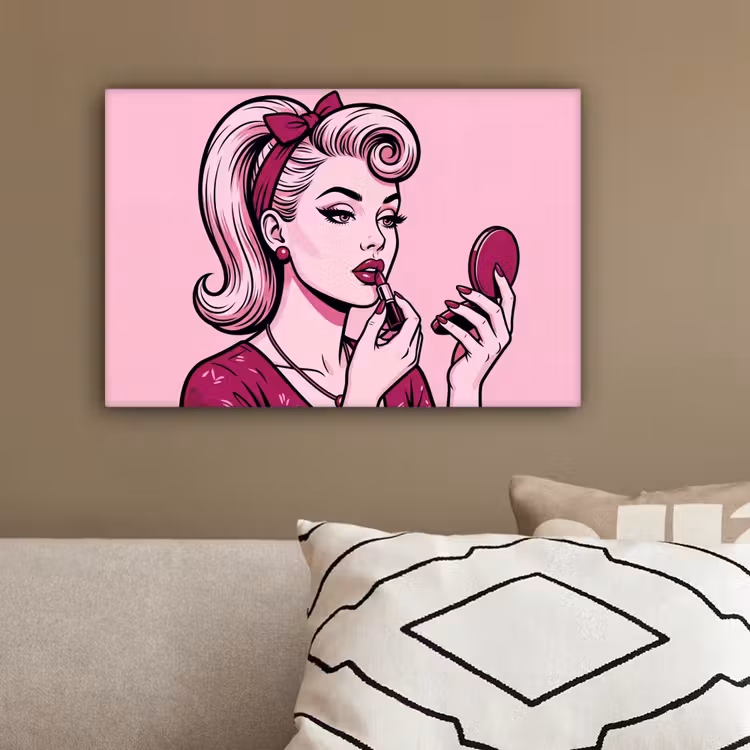 Vintage - Vrouw - Roze canvas 2cm klein -sfeer3