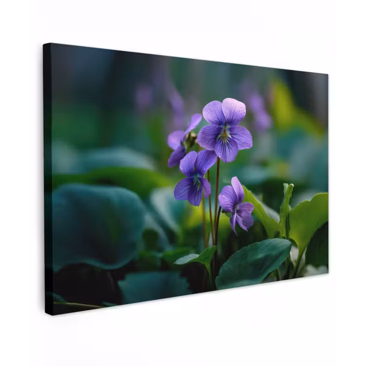 Viooltjes - Paars - Bloem - Bladeren canvas 2cm klein -z3d