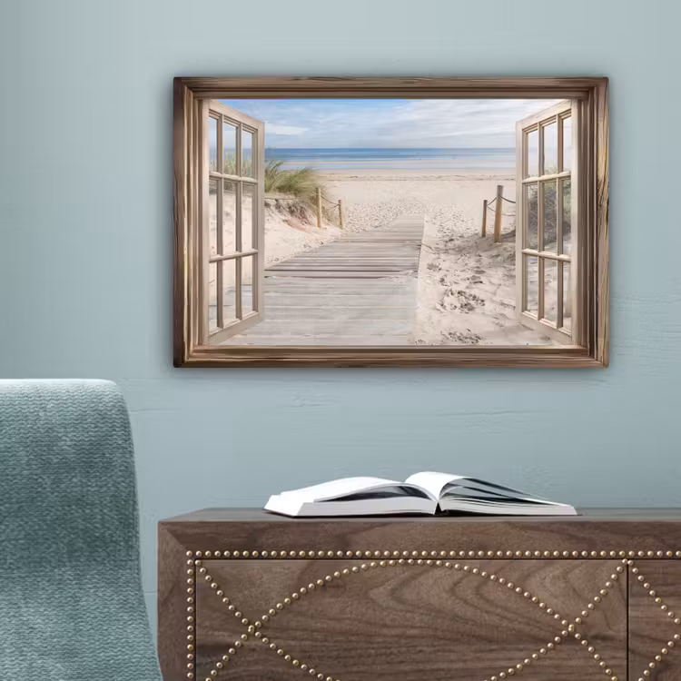 Doorkijk - Strand - Duinen - Pad - Landschap canvas 2cm klein -sfeer4
