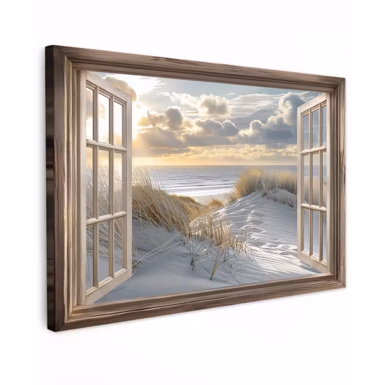 Doorkijk - Strand - Duinen - Zee - Natuur canvas 2cm klein -z3d