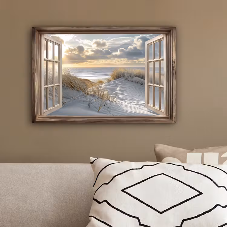 Doorkijk - Strand - Duinen - Zee - Natuur canvas 2cm klein -sfeer3