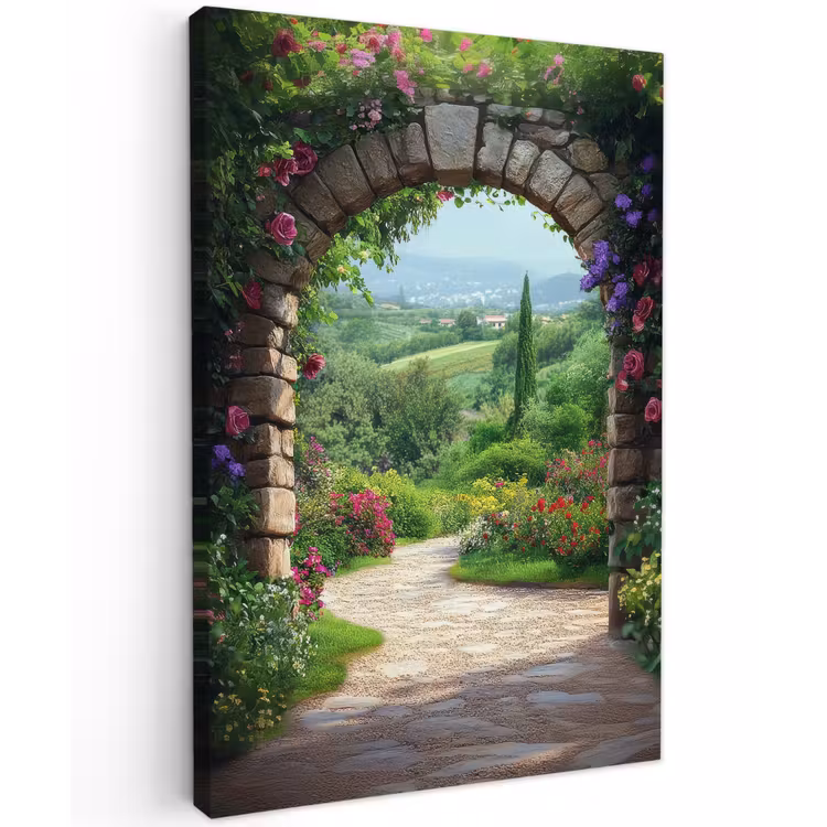 Doorkijk - Landschap - Bloemen - Pad - Uitzicht canvas 2cm klein -z3d
