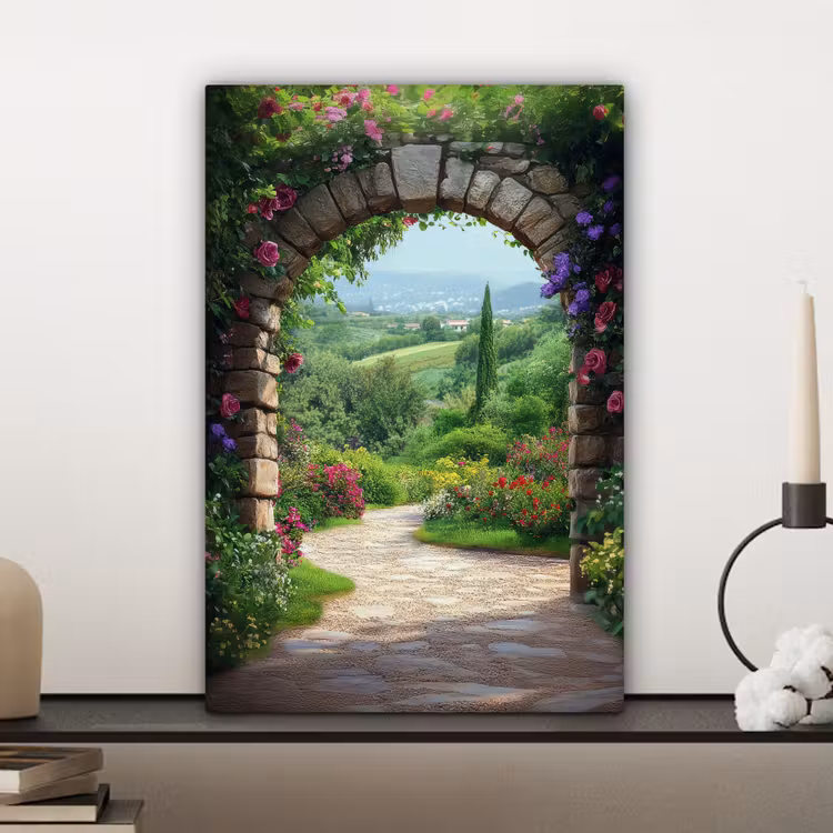Doorkijk - Landschap - Bloemen - Pad - Uitzicht canvas 2cm klein -sfeer6