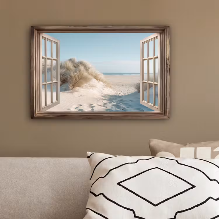 Doorkijk - Helmgras - Duinen - Zee - Landschap canvas 2cm klein -sfeer3