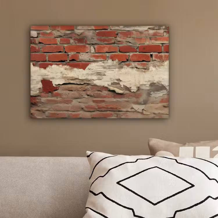 Muur - Baksteen - Verweerd canvas 2cm klein -sfeer3