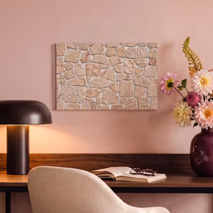 Muur - Steen - Patroon - Rustiek - Beige canvas 2cm klein -sfeer4