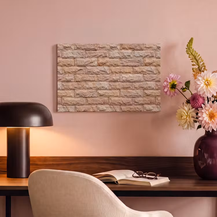 Muur - Steen - Ruw - Textuur - Beige canvas 2cm klein -sfeer4