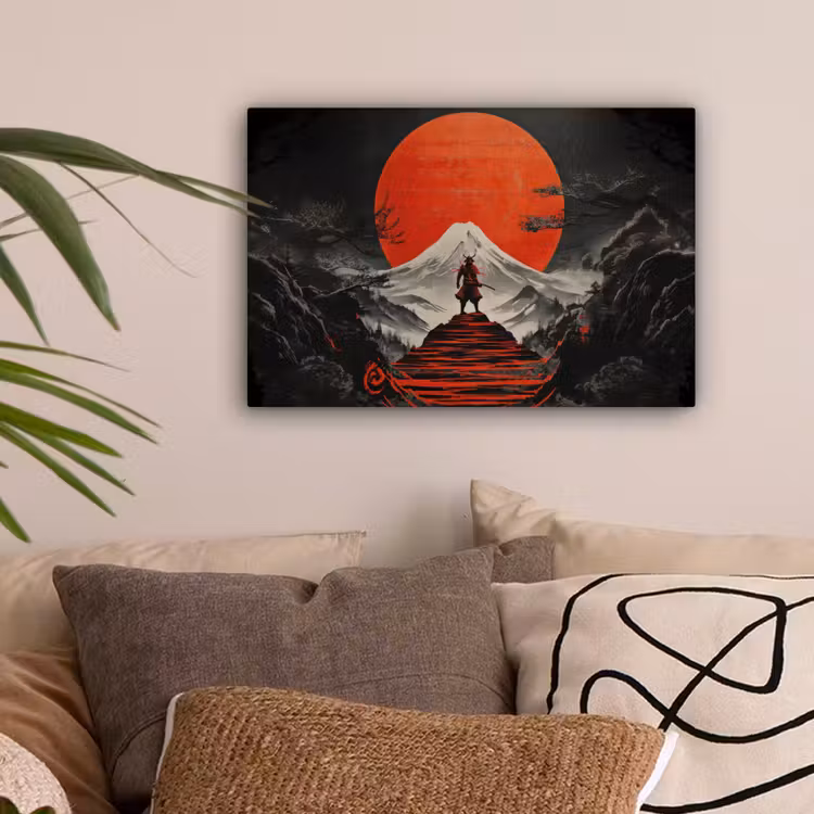 Krijger - Rode trappen - Zon - Berg canvas 2cm klein -sfeer1