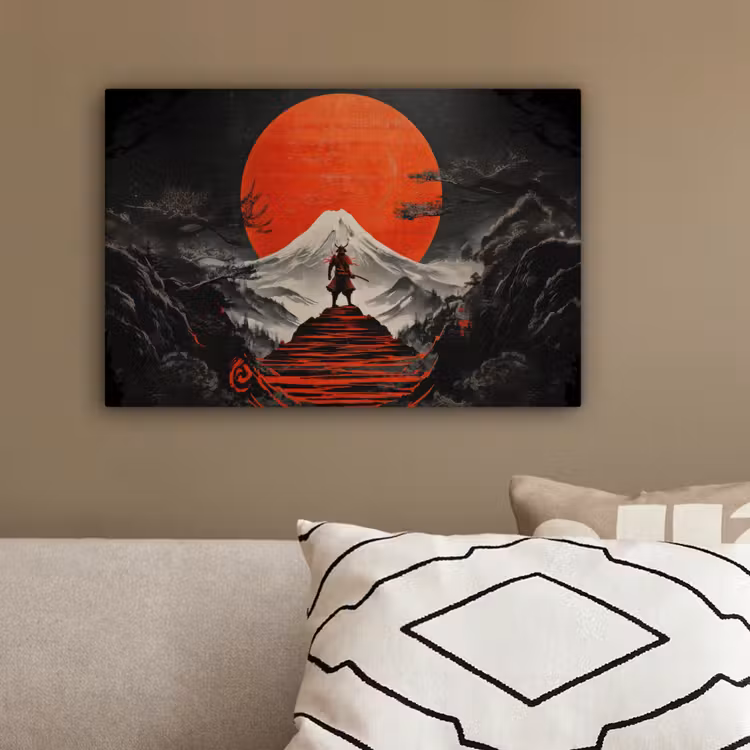 Krijger - Rode trappen - Zon - Berg canvas 2cm klein -sfeer3