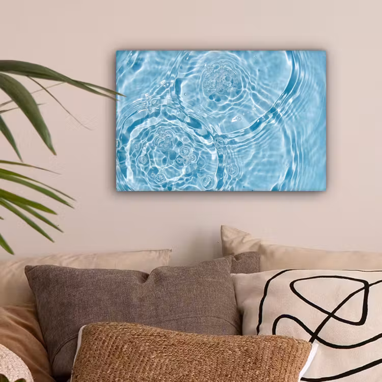 Water - Blauw - bubbels canvas 2cm klein -sfeer1