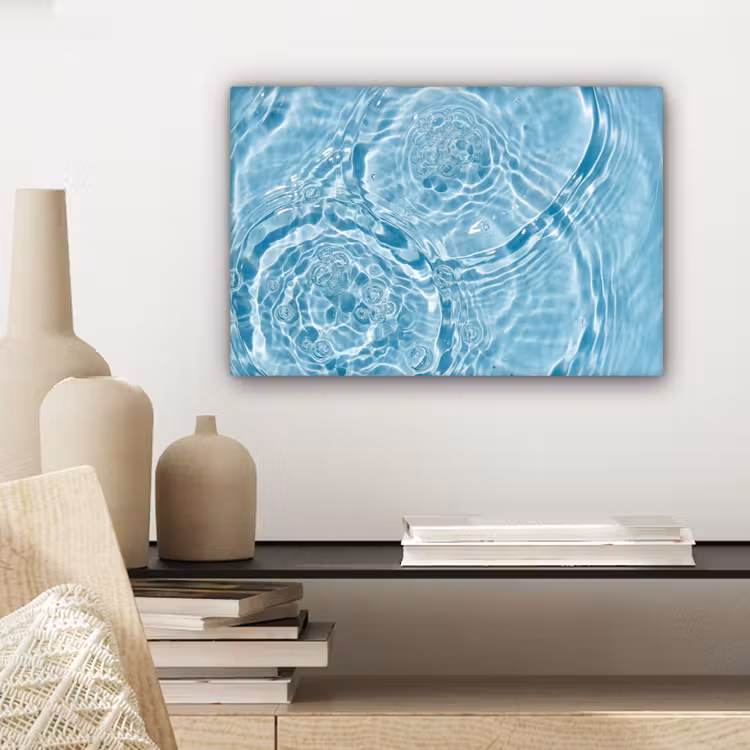 Water - Blauw - bubbels canvas 2cm klein -sfeer6