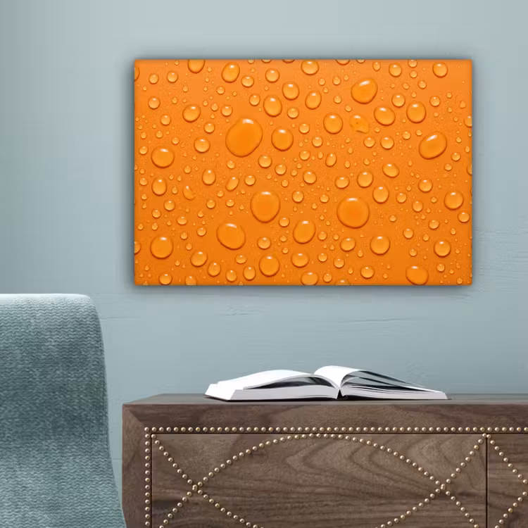 Water - Druppels - Oranje canvas 2cm klein -sfeer4