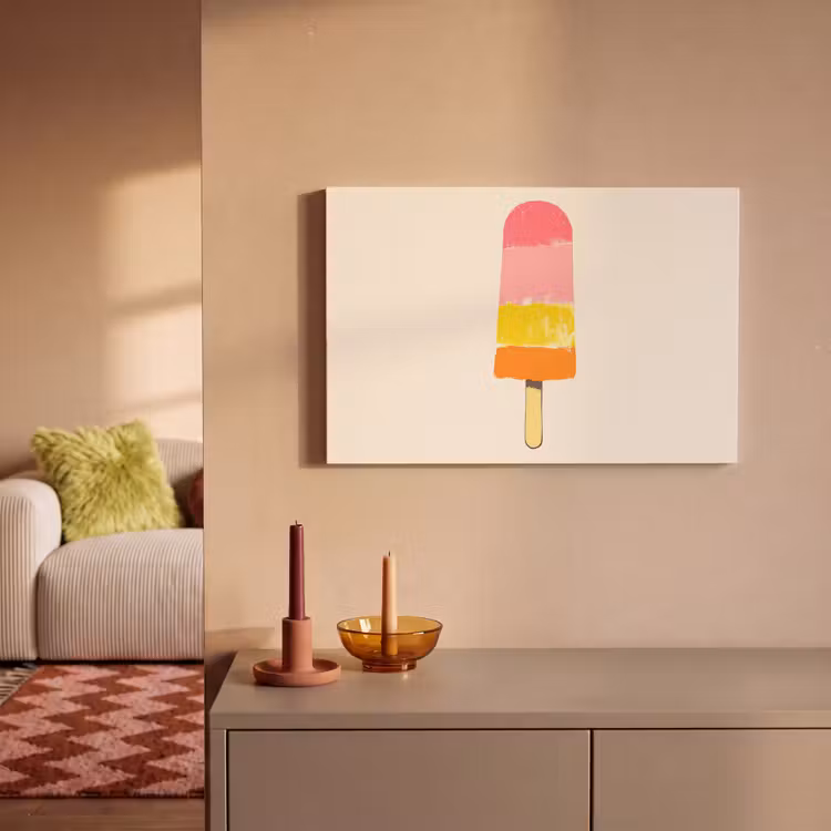 Waterijsje - Retro - Stokje - Roze canvas 2cm klein -sfeer1