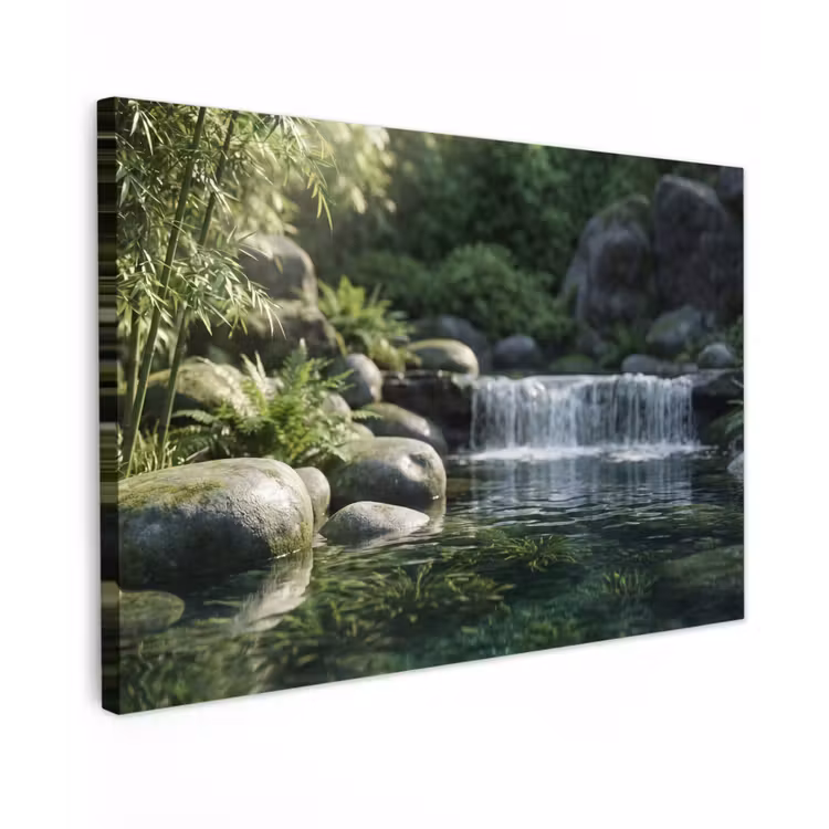 Beek - Waterval - Natuur - Groen canvas 2cm klein -z3d