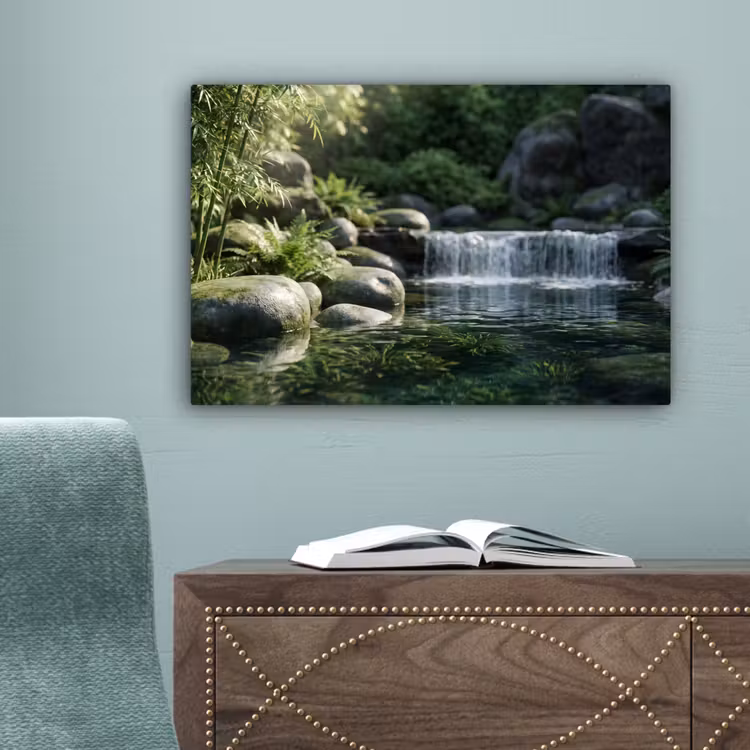Beek - Waterval - Natuur - Groen canvas 2cm klein -sfeer4