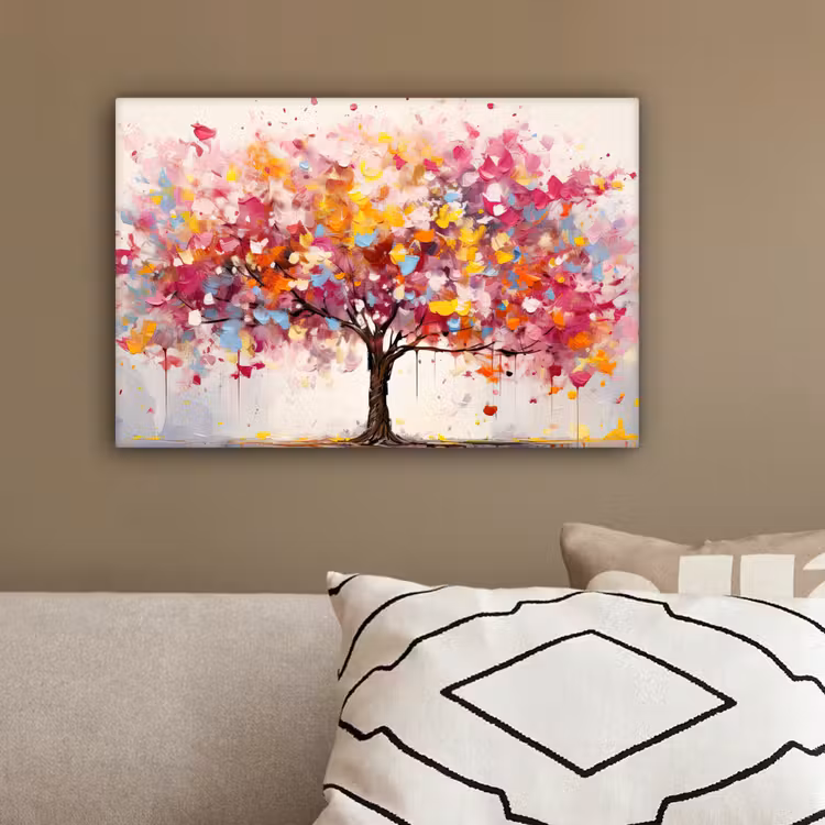 Aquarel - Boom - Kunst - Abstract canvas 2cm klein -sfeer3