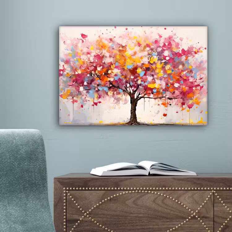 Aquarel - Boom - Kunst - Abstract canvas 2cm klein -sfeer4