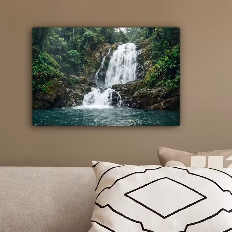 Waterval - Bos - Natuur - Groen canvas 2cm klein -sfeer3