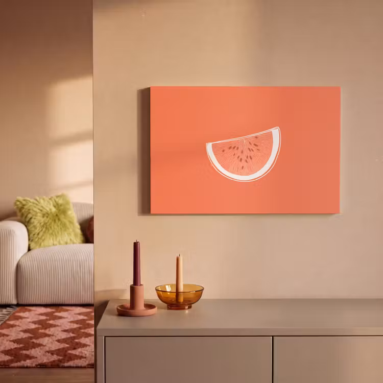 Watermeloen - Lijnen - Koraalrood canvas 2cm klein -sfeer1