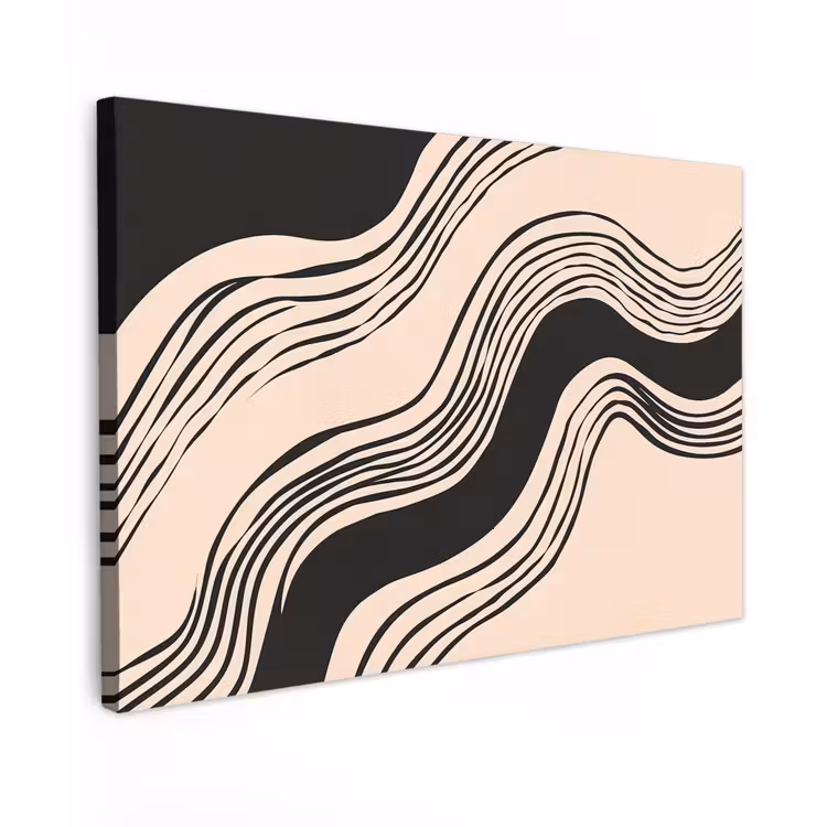 Golven - Zwart - Zandkleur canvas 2cm klein -z3d