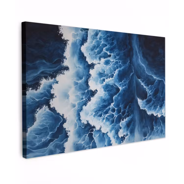 Golven - Blauw - Schuim canvas 2cm klein -z3d