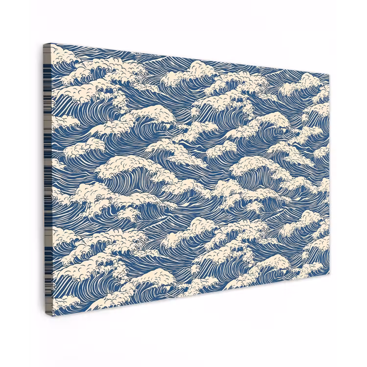 Golven - Klassiek - Blauw canvas 2cm klein 34 -z3d