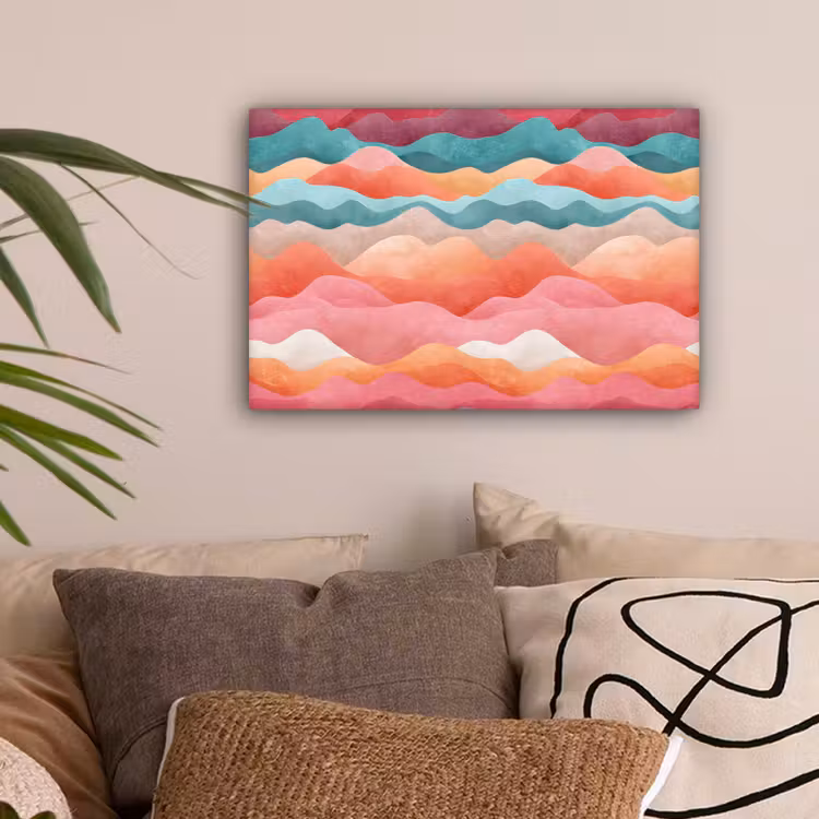 Golven - Kleurrijk - Abstract canvas 2cm klein -sfeer1