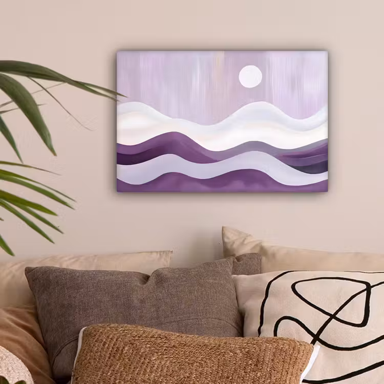 Golven - Heuvels - Abstract - Paars canvas 2cm klein -sfeer1