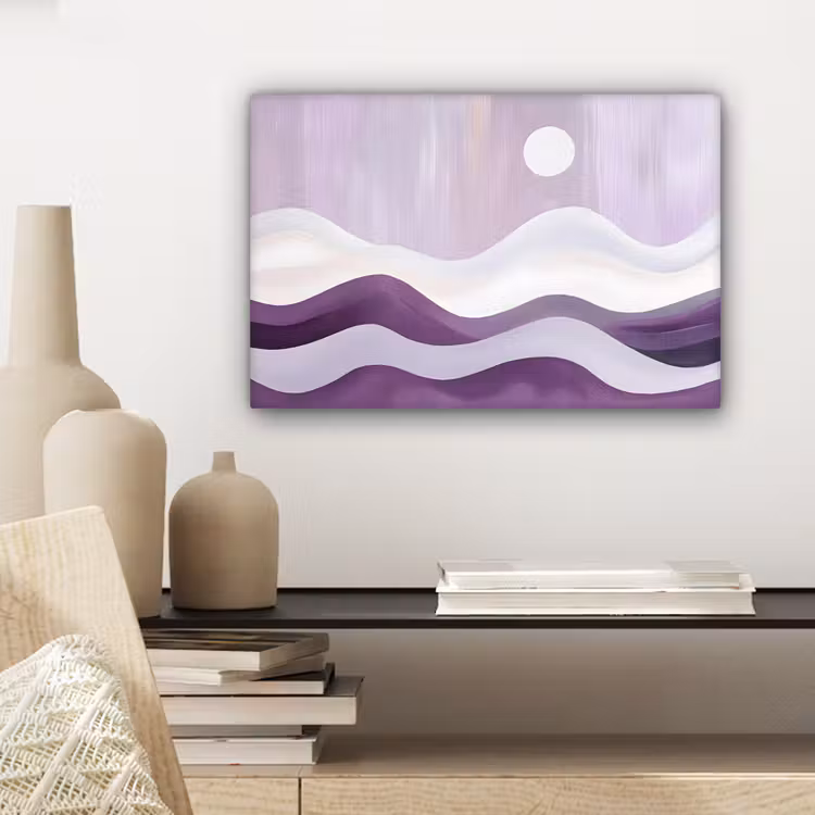 Golven - Heuvels - Abstract - Paars canvas 2cm klein -sfeer6