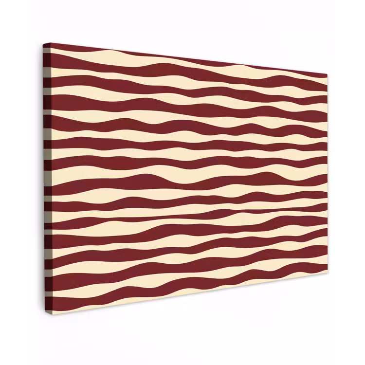 Golven - Rood - Patroon - Crème canvas 2cm klein 34 -z3d