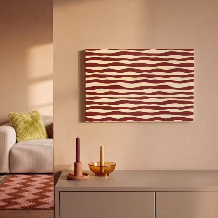 Golven - Rood - Patroon - Crème canvas 2cm klein 34 -sfeer1