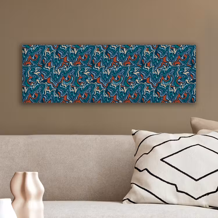 Golven - Retro - Blauw - Patroon canvas 2cm klein 828 -sfeer3