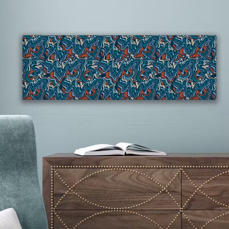 Golven - Retro - Blauw - Patroon canvas 2cm klein 828 -sfeer4