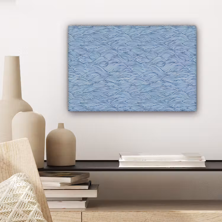 Golven - Ritmisch - Blauw canvas 2cm klein 34 -sfeer6