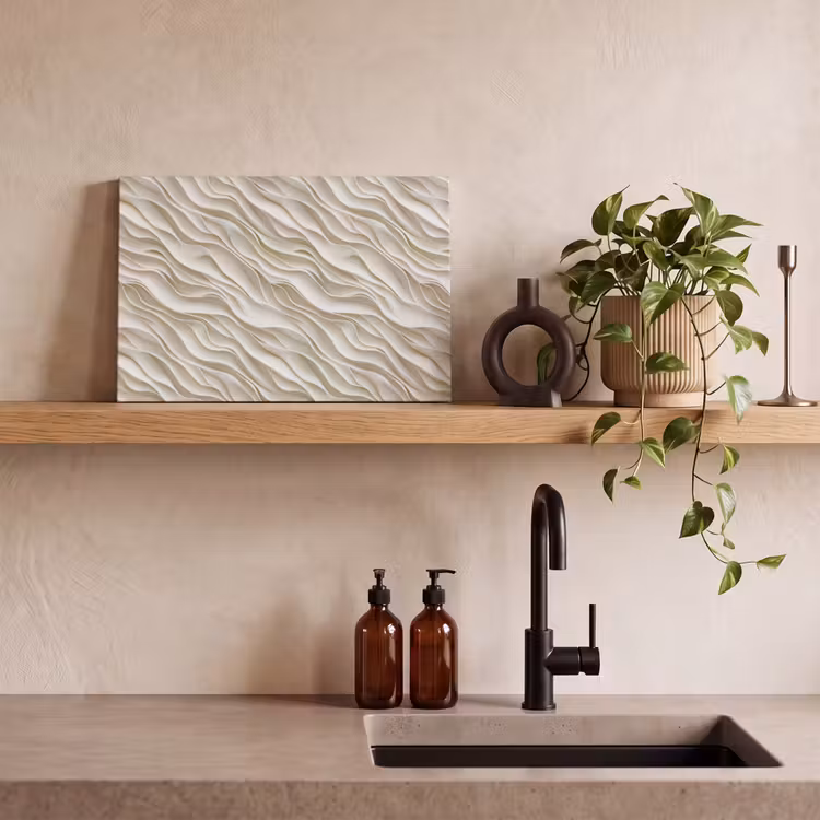 Golven - Wit - Minimalistisch canvas 2cm klein 34 -sfeer3