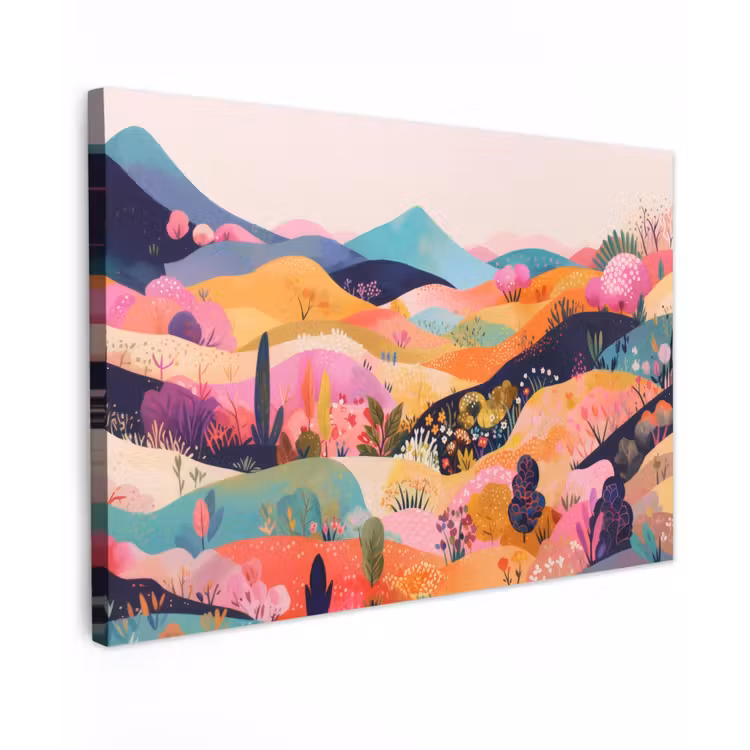 Golvende heuvels - Abstracte planten - Dromerig canvas 2cm klein -z3d