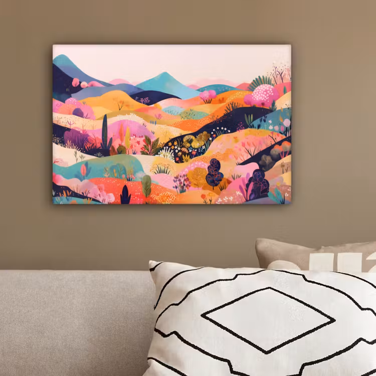 Golvende heuvels - Abstracte planten - Dromerig canvas 2cm klein -sfeer3
