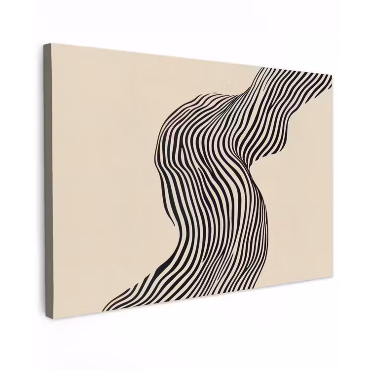Golvend - Lijnen - Abstract - Silhouet canvas 2cm klein -z3d
