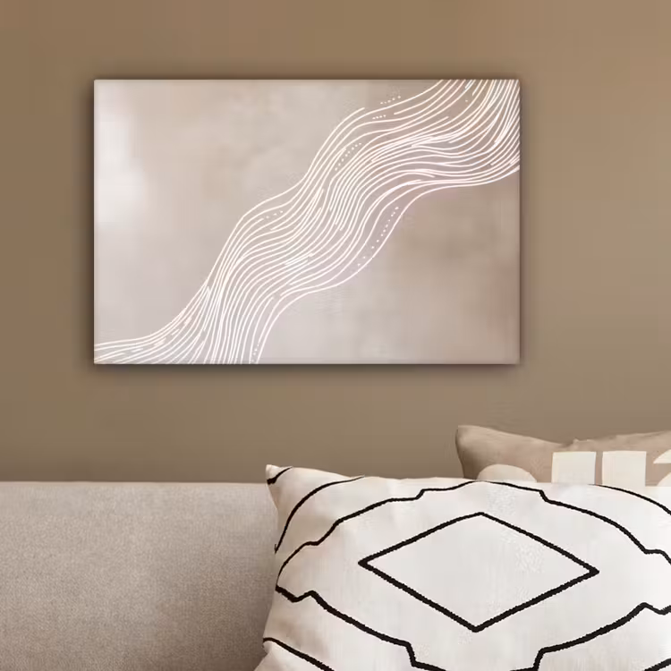 Golvende lijnen - Vloeiend - Zandkleurig canvas 2cm klein -sfeer3