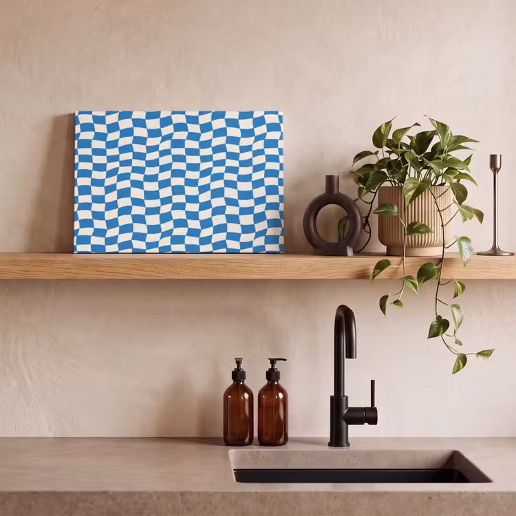 Golvend - Patroon - Blauw canvas 2cm klein 34 -sfeer3