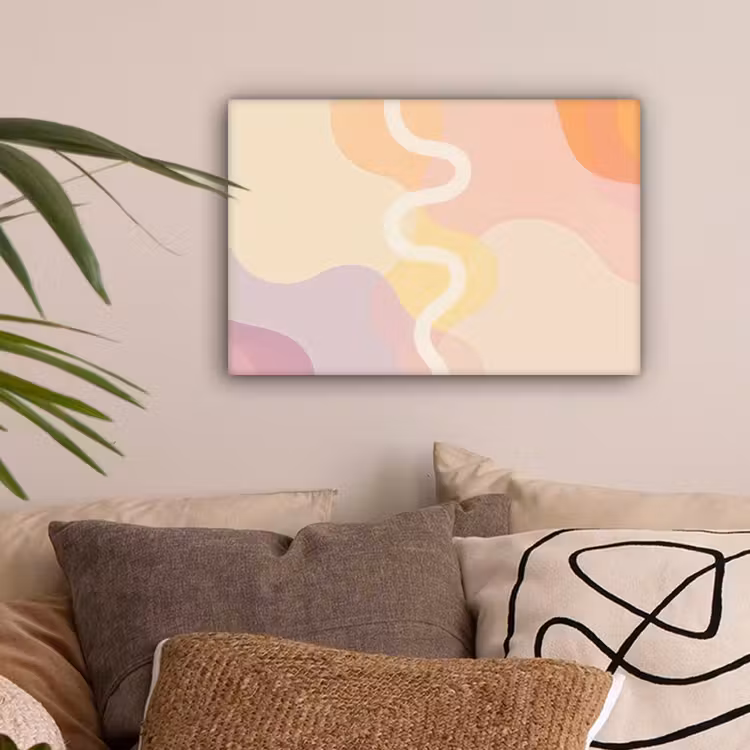 Golvende vormen - Abstract - pastel canvas 2cm klein -sfeer1