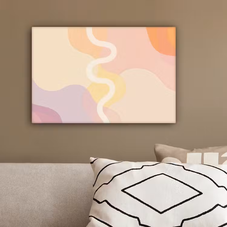Golvende vormen - Abstract - pastel canvas 2cm klein -sfeer3