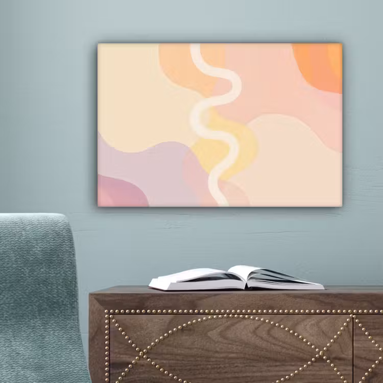Golvende vormen - Abstract - pastel canvas 2cm klein -sfeer4