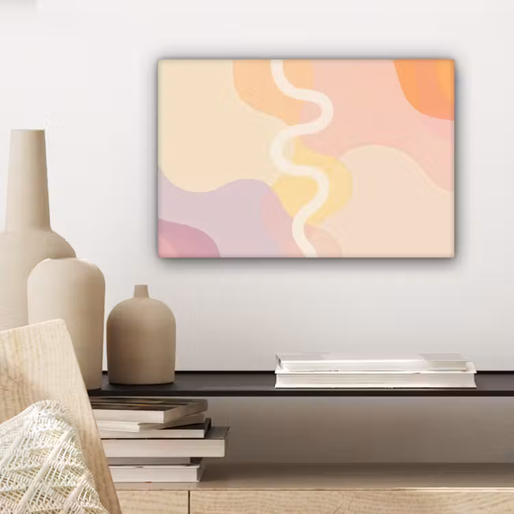 Golvende vormen - Abstract - pastel canvas 2cm klein -sfeer6