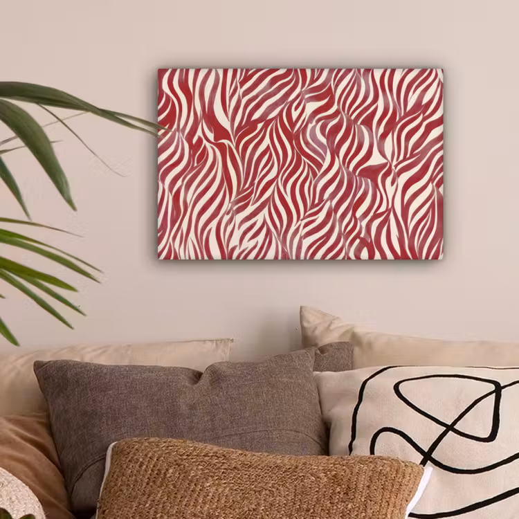 Golvende vormen - Abstract - Rood canvas 2cm klein -sfeer1