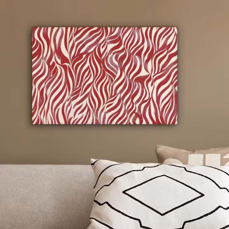 Golvende vormen - Abstract - Rood canvas 2cm klein -sfeer3
